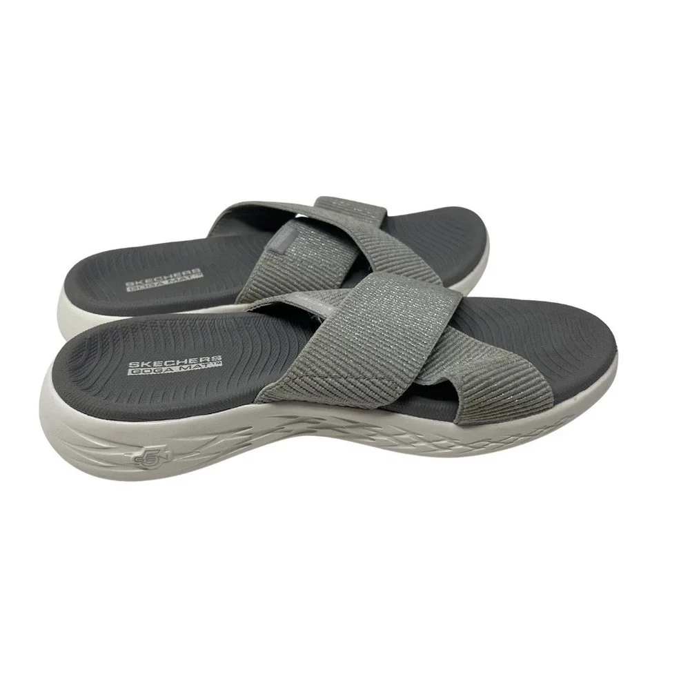 Skechers‎ Goga Mat Gen 5 Gray Slides Sandals Womens Comfort Shoes